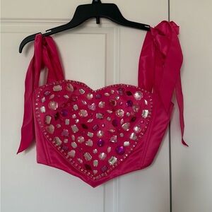 Sugar Thrillz Hot Pink Jeweled Bustier Top